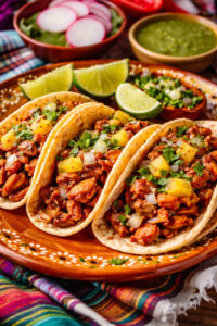 Tacos al pastor con salsa y limón mexican Food
